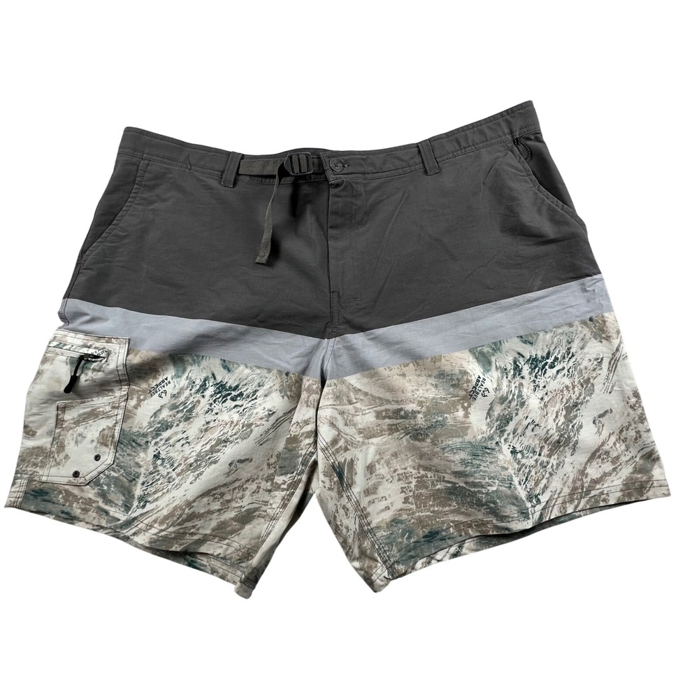 Realtree Fishing Shorts Mens 3XL 48/50 Grey Camo Aspect Cargo‎ Belted Stretch